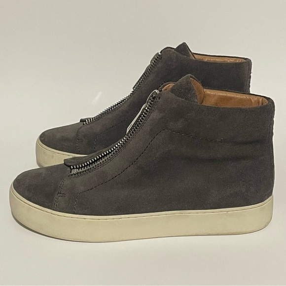 Frye Lena Suede Zip High-Top Sneakers in Gray - Picture 2 of 9